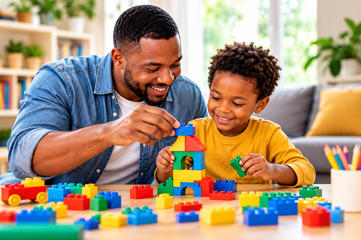 Mother and child drawing together in a creative learning activity for 4-year-olds
